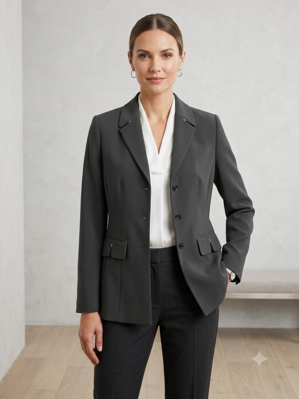 Tahari Charcoal Tailored Blazer Jacket